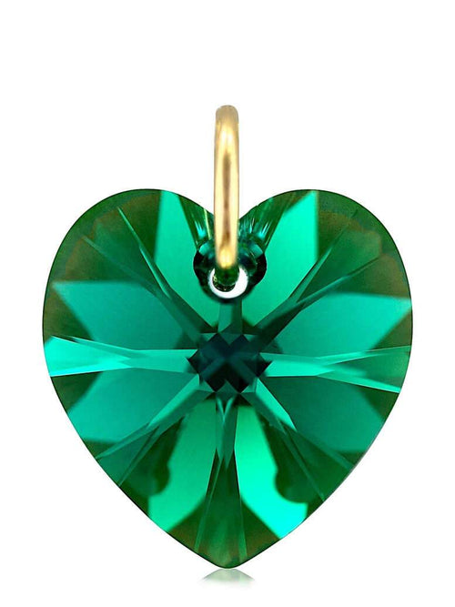 Green emerald crystal May birthstone jewellery gold heart pendant