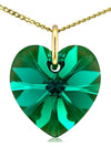 Green emerald crystal May birthstone necklace gold heart pendant