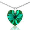 Green emerald May birthstone necklace sterling silver heart pendant