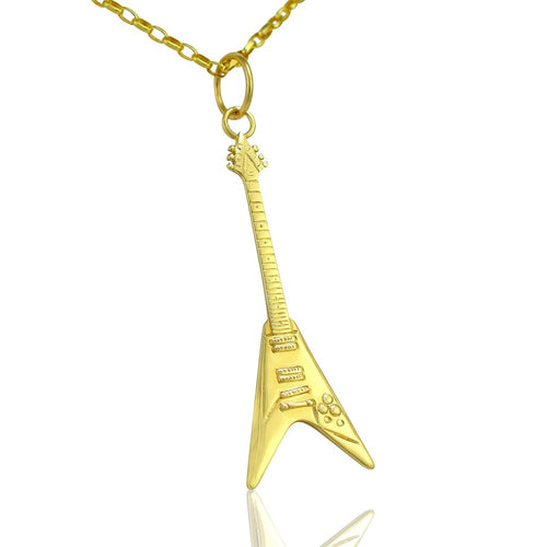 Mens gold music necklace for guys guitar gifts for him