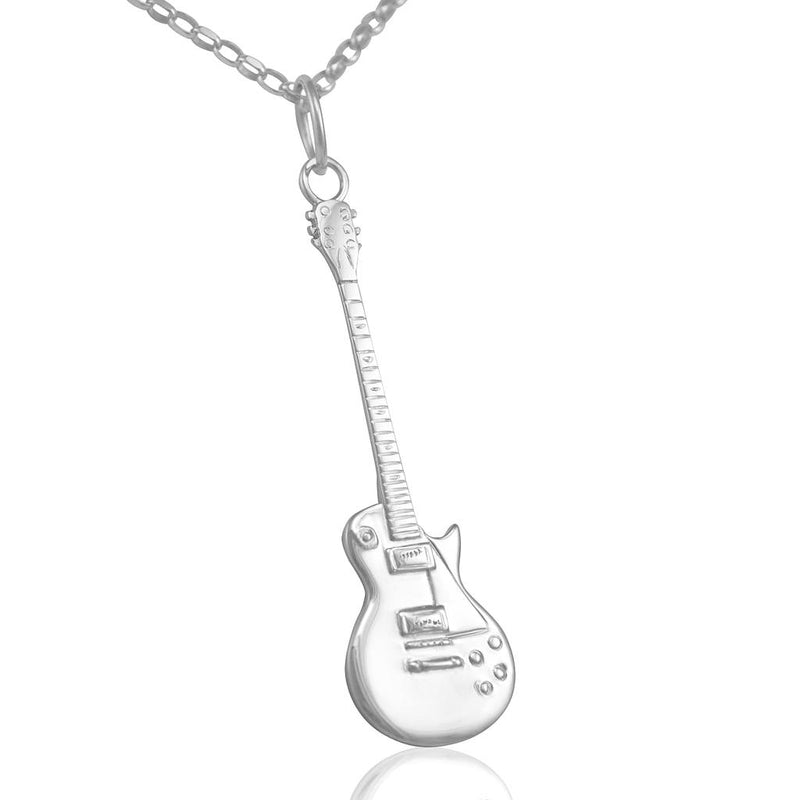 Mens silver guitar necklace for guys music jewellery