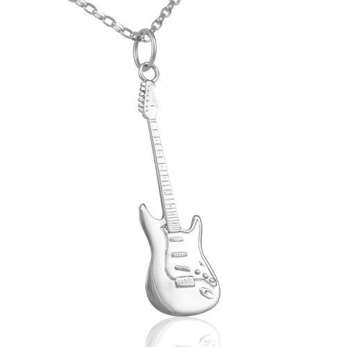 Mens sterling silver guitar necklace for guys