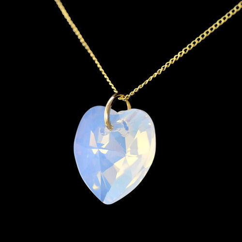 Moonstone June birthstone necklace gold heart pendant