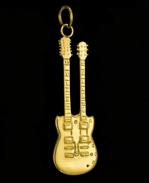 Music themed jewelry gold guitar necklace pendant