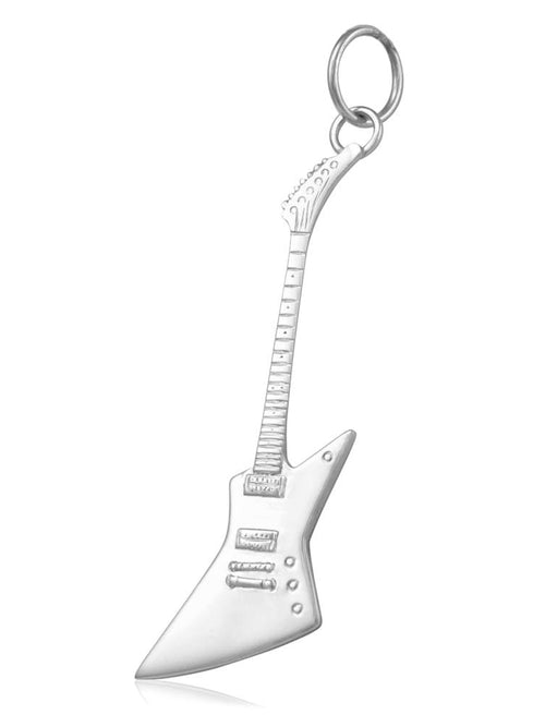 Silver guitar necklace pendant novelty rock music gifts UK