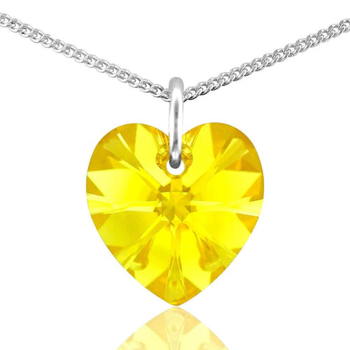 Yellow Citrine November birthstone necklace sterling silver heart pendant