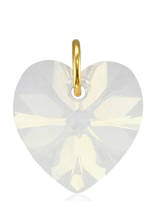 White opal crystal October birthstone jewellery gold heart pendant