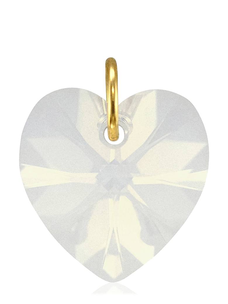 White opal crystal October birthstone jewellery gold heart pendant