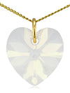 White opal crystal October birthstone necklace gold heart pendant