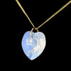 White opal October birthstone necklace gold heart pendant