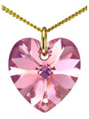 Pink heart necklace for girls crystal pendant
