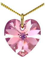Pink heart necklace for girls crystal pendant