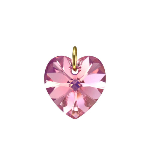Pink heart pendant for girls crystal charm