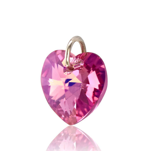 Swarovski crystal necklace charm pink love heart pendant silver girls jewellery gifts