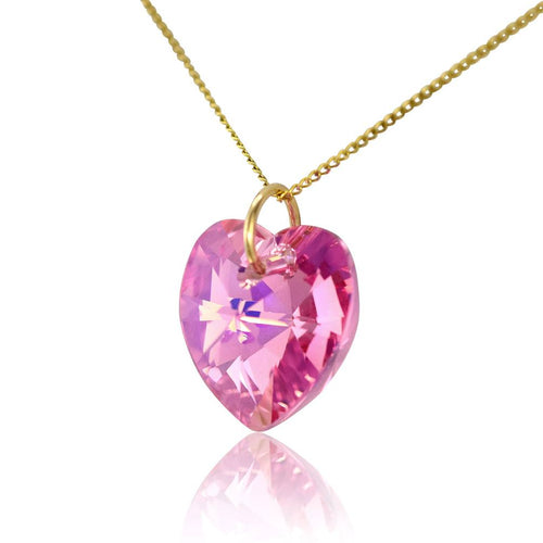 Pink necklace for girls heart pendant