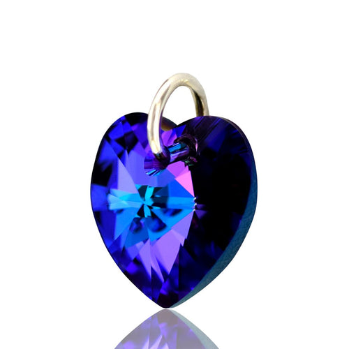 Swarovski heart necklace charm purple crystal pendant silver 925