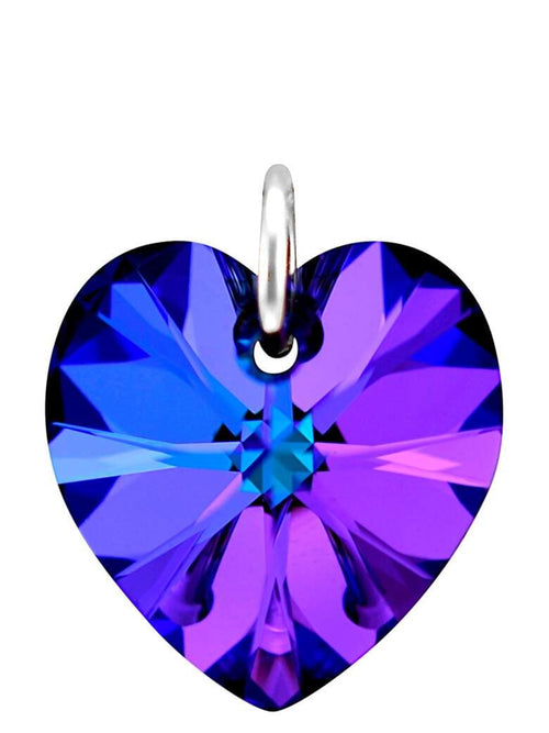 Purple crystal pendant silver heart necklace charm swarovski