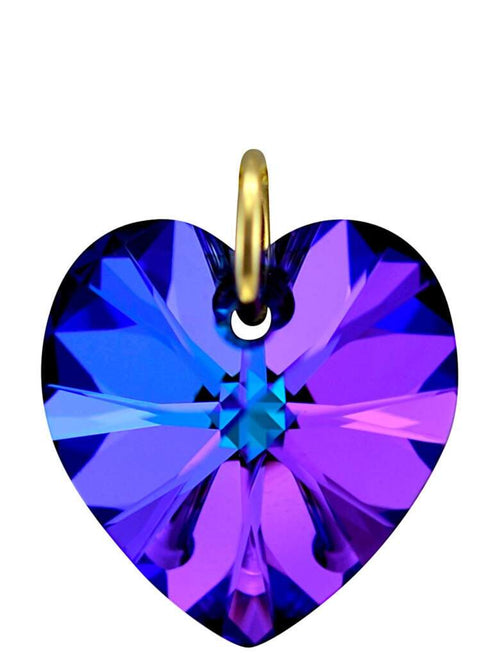 Swarovski crystal purple heart necklace charm gold jewellery for ladies