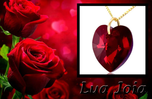 Romantic gifts for her dark red crystal heart necklace swarovski