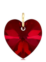 Gold necklace charm red love heart pendant crystal jewellery swarovski