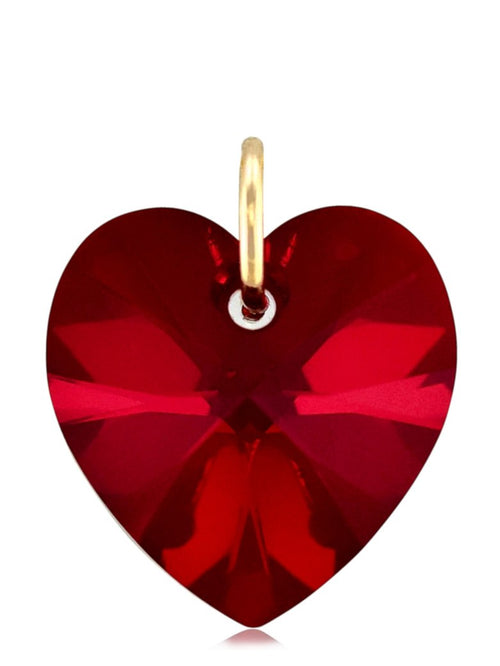 Gold necklace charm red love heart pendant crystal jewellery swarovski