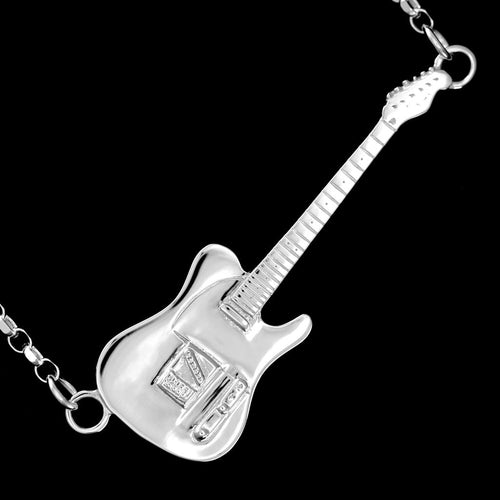 Music related jewellery gifts for him rick Parfitt guitar necklace silver UK