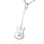 Rock and roll jewellery silver guitar necklace