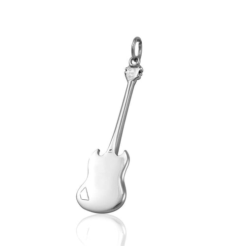 Silver guitar necklace pendant rock music gifts for her