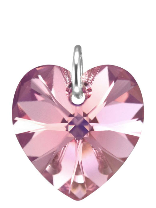 Heart charm silver handmade crystal necklace pendant pink gifts for girls