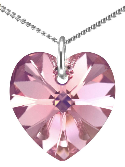 Sterling silver handmade crystal necklace pink jewellery swarovski