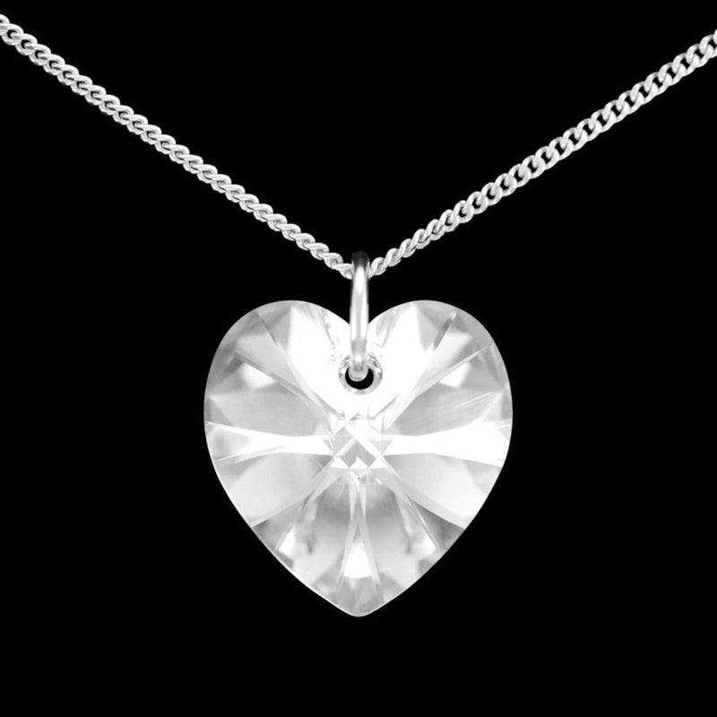Ladies jewellery silver heart necklace UK crystal pendant swarovski