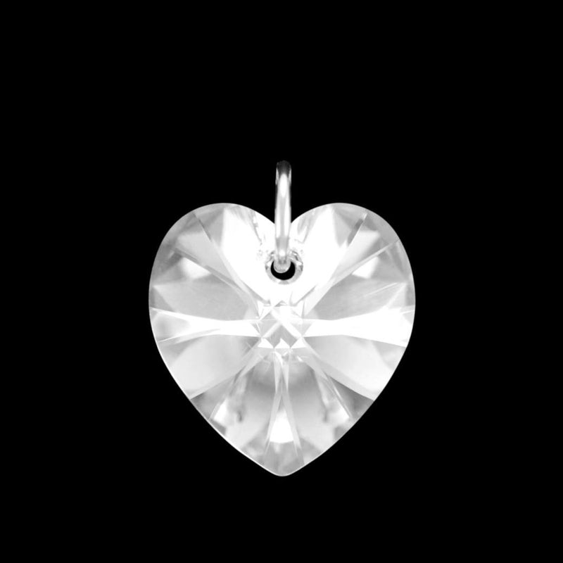 White crystal stone silver heart pendant UK crystal