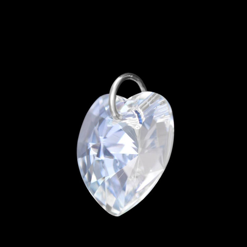 White crystal stone silver heart pendant UK pendant