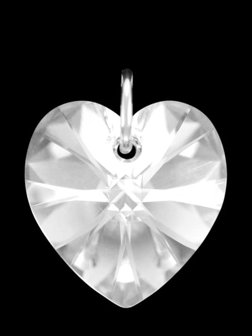 White stone jewellery silver heart pendant UK
