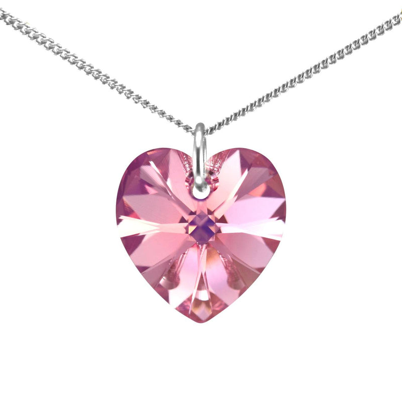 Silver love heart necklace pink gifts for girls
