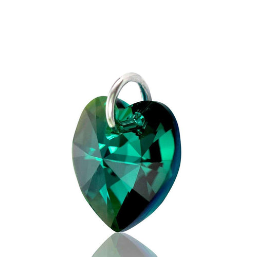 Green emerald pendant silver May birthstone jewellery UK