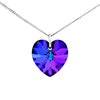 Silver purple crystal necklace heart womens jewellery UK