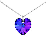 Silver purple crystal necklace heart womens jewellery UK