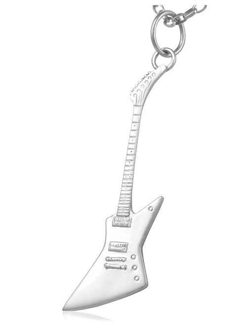 Guitar pendant silver rock music necklace