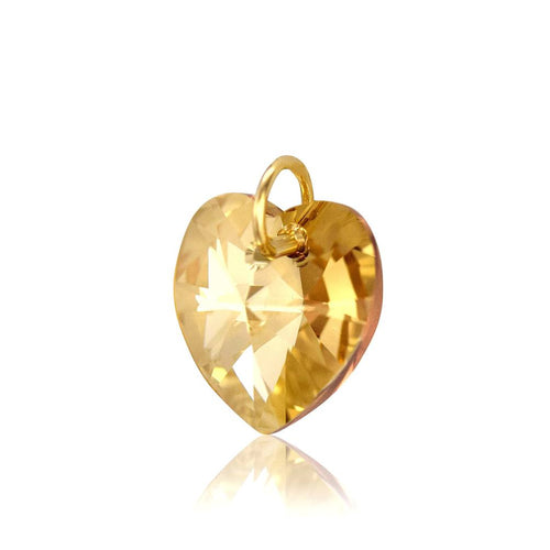Solid gold heart pendant crystal jewellery swarovski