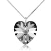Solid silver heart necklace crystal black jewellery UK