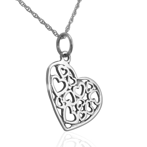Womens solid silver heart necklace UK
