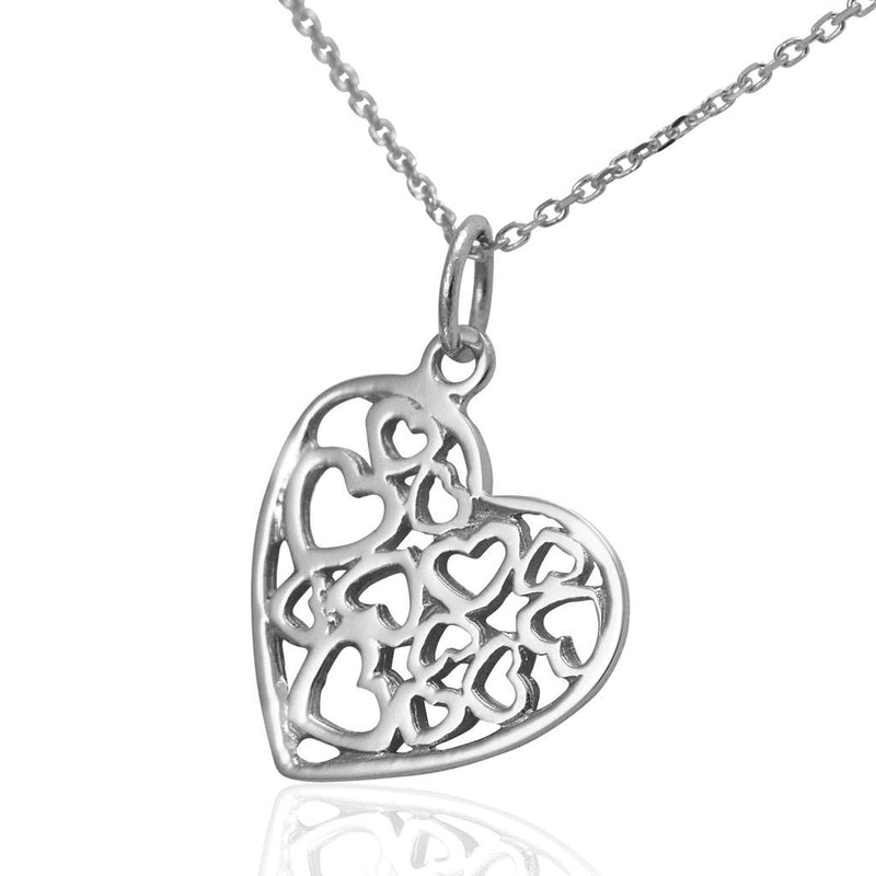 Ladies solid silver heart necklace UK