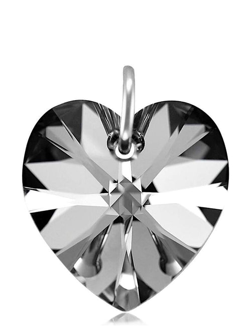 Solid silver heart pendant black crystal jewellery