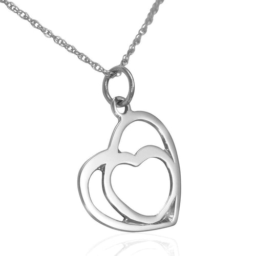 Womens sterling silver floating heart necklace