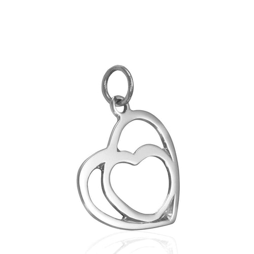 Womens sterling silver floating heart pendant