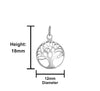 Ladies tree of life pendant sterling silver necklace charm