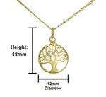 Jewellery ladies tree of life necklace 9ct gold chain