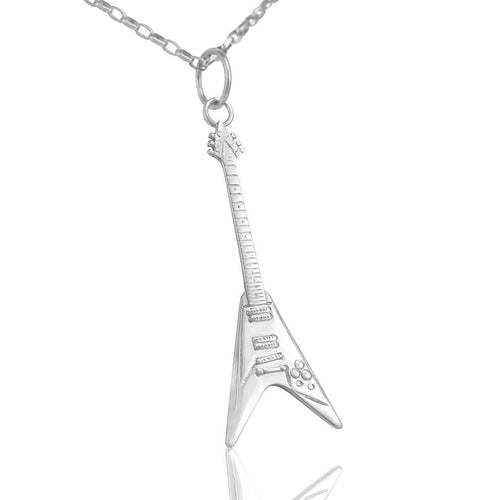 V shape guitar gifts boys music necklace silver