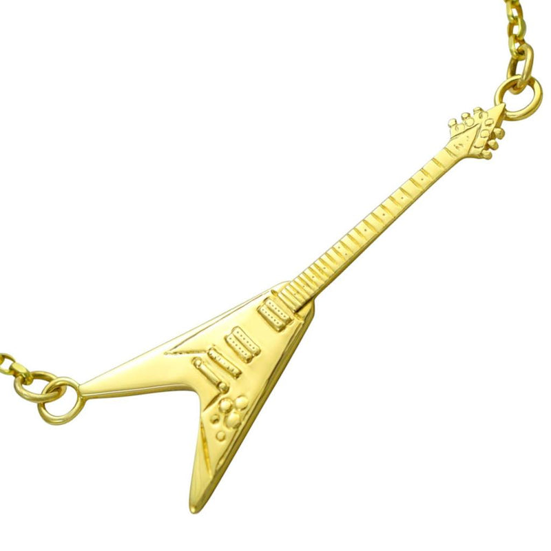 V shape guitar necklace gold rock music jewellery